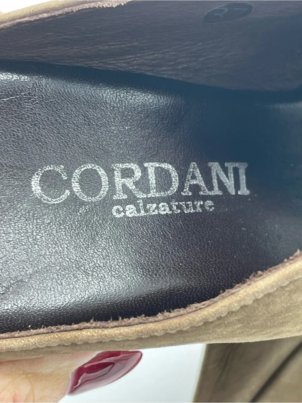 Cordani Tan Suede Open-Toe Wedge Mules